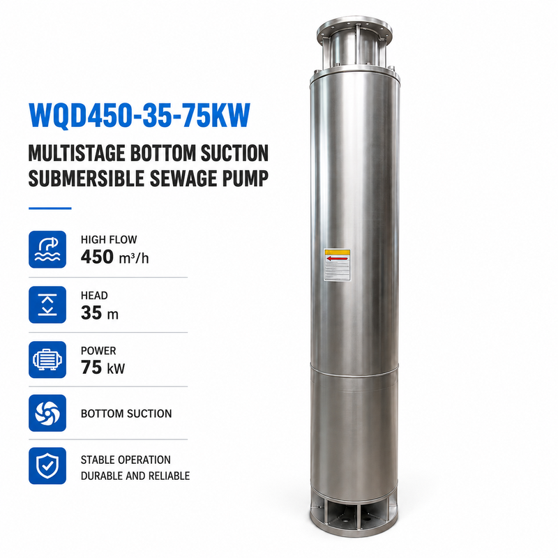 WQD450-35-75KW Meertraps Bodemzuigende Dompelpomp voor Afvalwater met 450 m³/u Debiet en 35 m Opvoerhoogte